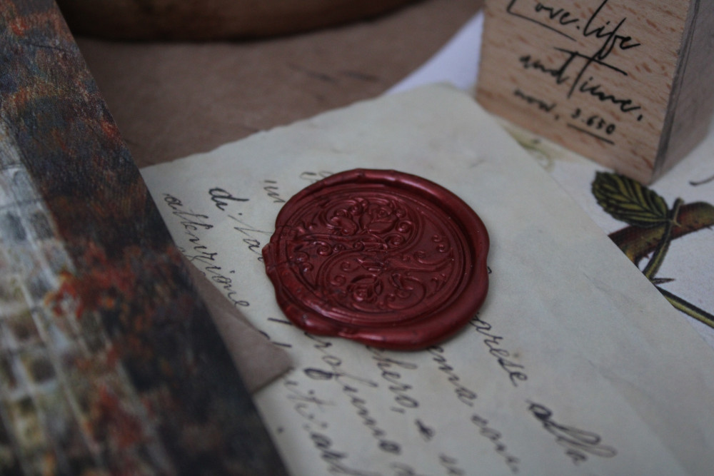A wax seal on a letter